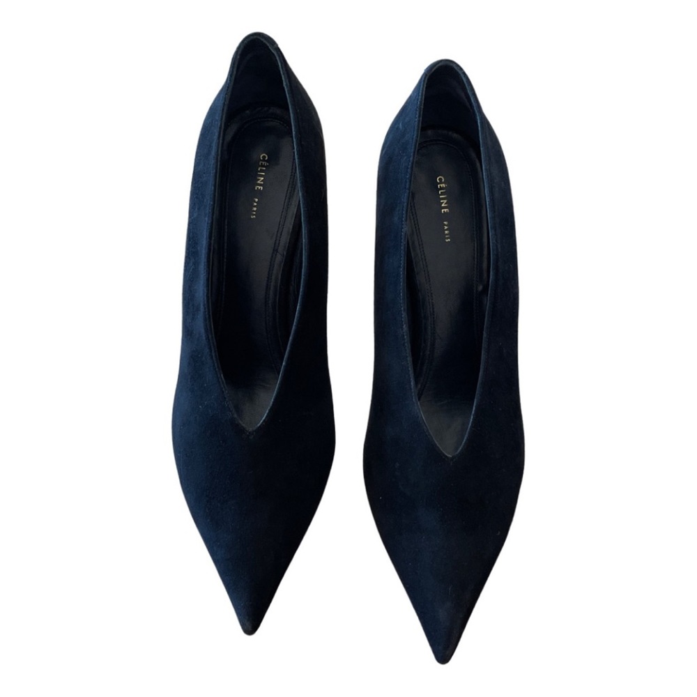 Celine v neck pumps. Phoebe philo era black suede heels size 39